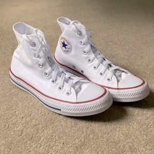 Converse White Lace-Up High Tops Women’s Size 8 Clean - Like New